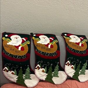 Festive Christmas Stockings with Santa Design set of 3